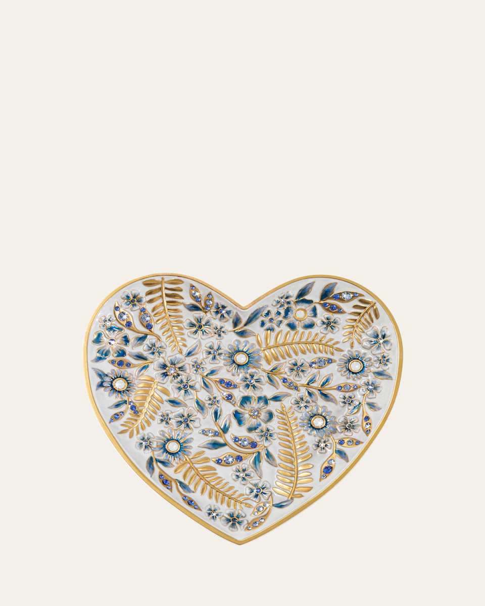 Indigo Floral Heart Trinket Tray